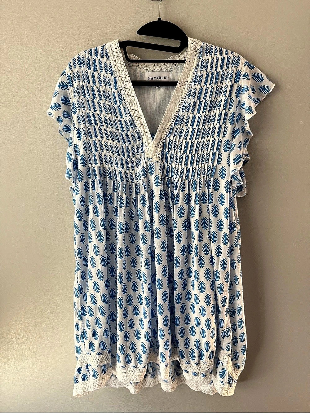 Navybleu Blue Print Mini Dress Size Small Like New